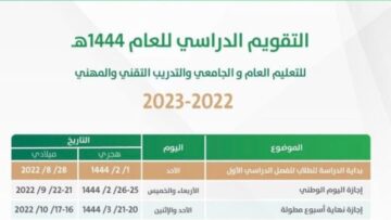 جدول التقويم الدراسي 1445 الجديد في المملكة العربية السعودية